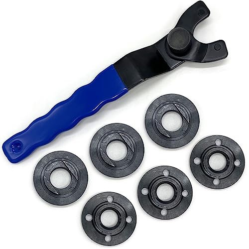 Hozzwhoo Angle Spanner Wrench - 4.5 & 5 5/8-11, Pin Spanner Grinder Lock-Nut Wrench and 6PCS Flange Nuts