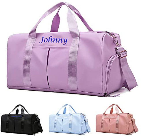 Sac de voyage personnalisé avec nom brodé - Sac de sport personnalisé avec poches humides et sèches - Cadeau de demoiselle d'honneur, violet