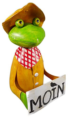 Generisch Zaunstecker oder Tischdeko Frosch mit Moin Schild 22 x 15 x 11 cm Handarbeit Maritim Zaunhocker Deko Figur GTT H88