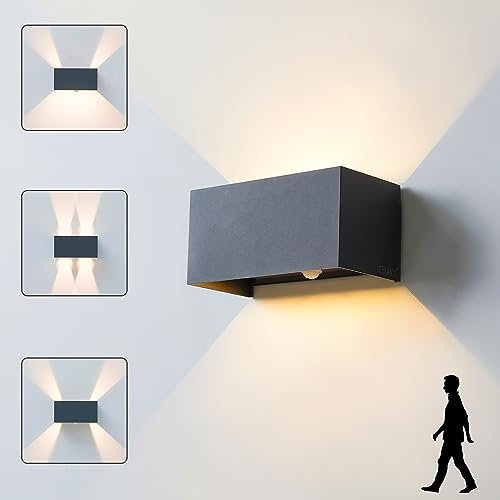CELAVY LED Außenlampe Aussenlampe mit Bewegungsmelder, Wandleuchte Wandlampe aussen, IP65 Aussenleuchte Außenleuchte Wand, UP Down Modern Aussenbeleuchtung Ausenbeleutung Hauswand, Dunkelgrau