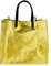 FrasiBags Einkaufstasche für Damen aus echtem Leder, Einkaufstasche aus echtem Metallic-Leder, hergestellt in Italien, gelb, 35x37x17