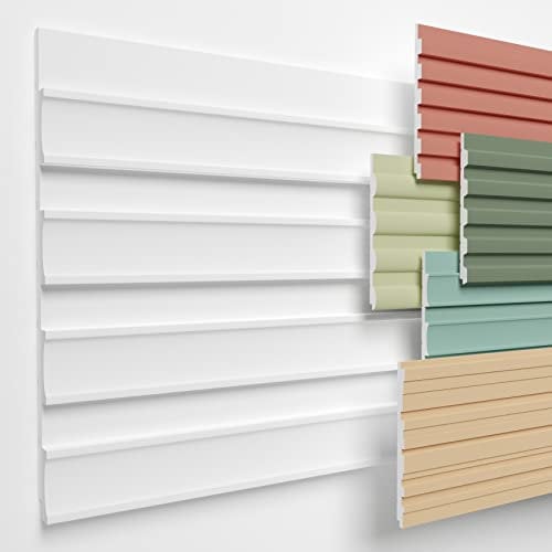 HEXIMO Lamellenwand (1.84 m²) aus XPS - Lamellen Wandpaneele Lamellenverkleidung Akustikpaneele weiß (4 Paneele, HLM-6-02 weiß) Paneele Wandleiste Platten Wand Deko