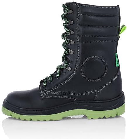 BISON BOOTS Arbeitsstiefel, Sicherheitsstiefel, Schutzschuhe, Schutzstiefel, Sicherheitsschuhe, Hohe Arbeitsschuhe, aus Leder, mit Reißverschlüssen, Schwarz, für Herren, Premium Qualität, 46