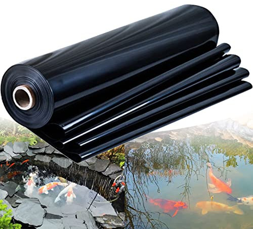 ELOMAS Teichfolie,Fischteichfolie,190g/0.22MM Dicke HDPE,Teichfolie für Dach Undichtigkeit,Aquakultur,Verschönerung undurchlässige Membran Schwarz,5×9m
