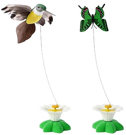 MiOYOOW Elektrisches Katzenspielzeug Fliegende Vogel-/Schmetterlingssimulation interaktives Katzenspielzeug lustiges Katzenspielzeug für Katzen Kätzchen Spielen