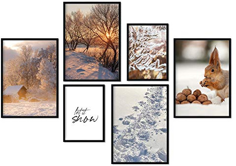 wirmachendeinekarte.de Premium Poster Set Deko Bilder Wohnzimmer Modern 6er | Schlafzimmer Bild für die Wand (Winter, A4 | A5)