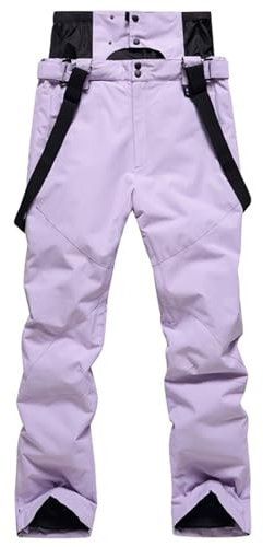HOMDECR Skihose Für Damen Und Herren, Skihose – Skihose, Gefütterte Skihose Mit Taschen, Integrierter Schneefang – Ideal Zum Skifahren Im Winter (Helles Lila,XS)