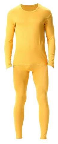 ARtray Traje completo para hombre con forro polar, ropa interior térmica larga para hombre en invierno frío reloj occidental, amarillo, 4XL