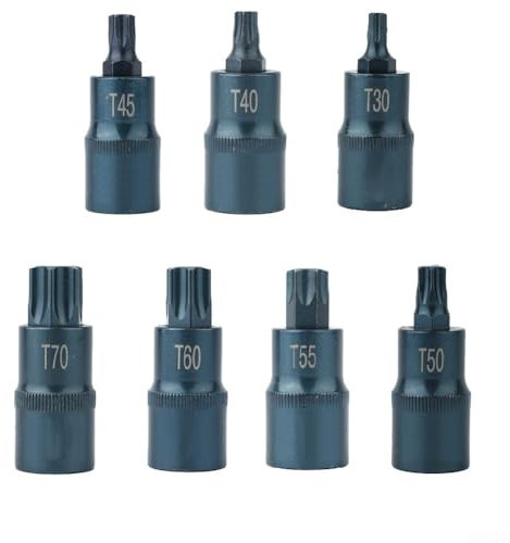 Lot de 7 embouts de tournevis Torx 1,27 cm T30 T40 T45 T50 T55 T60 T70 adaptateur de douille Torx