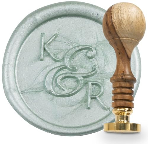 gravurART Personalisierter Siegelstempel zur Hochzeit Design Elias - für individuelle Wachssiegel mit euren Initialen