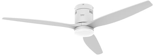 Taurus - Polar 3B PURE Ventilador de Techo con Mando a Distancia | 30 W | Madera Natural | Blanco | Ultra silencioso | 3 Aspas 132 de Diámetro | Función Verano-Invierno | Temporizador | LED