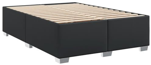 vidaXL Bettgestell, Bettrahmen mit Lattenrost, Polsterbett Bett für Schlafzimmer, Doppelbett Schlafzimmerbett, Schwarz 160x200cm Kunstleder