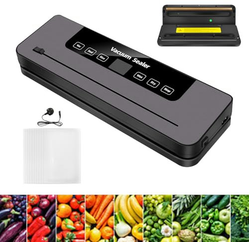 VickyHome Vakuumiergerät Vakuumierer, 60KPA Vakumierergerät für Lebensmittel, 6 in 1 Trockene Und Feuchte Lebensmittel Vacuum Sealer Vacuum Machine, Automatisches Design