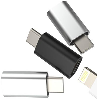 Adaptateur Lightning Femelle vers USB C Mâle (Lot de 3) pour IPhone 16 15 pour Apple pour IPad Pro Compatible avec Samsung S24 S23 Câble Type C Connecteur Chargeur Rapide Prise Accessoire Voiture