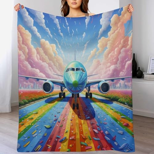 AAPZY Decke Flugzeug Decke Tagesdecke - Weiche Flannel Decke Mit Muster Sofadecke - Baumwolldecke Wohndecke Sofaüberwurf Bettüberwurf （150×200cm）