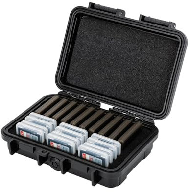 KIWIFOTOS XQD/CF Express Type B & SD Card Holder Case with Individual Clear Plastic Card Box Protector, Water-resistance Anti-Shock Memory Card Storage fits 10x CFB or XQD & 12x SD Cards