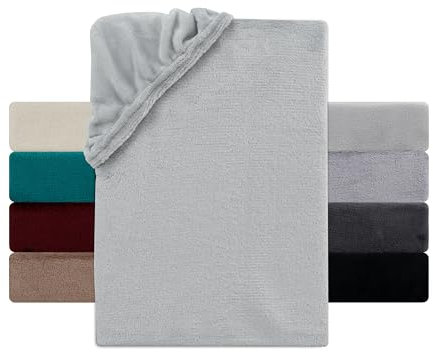 Premium Cashmere Touch Bettlaken Spannbettlaken, Matratzenhöhe bis 24 cm, Spannbetttuch extra Dick 190 g/m², Oeko-TEX 100 Zertifiziert, 180x200-200x200 cm Silber