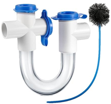 Kondensationssiphon PVC Siphon U Siphon für HVAC mit Reinigungsbürste, AC Kit Reinigung Kondensatablauf, transparenter P-Siphon für Klimaanlage