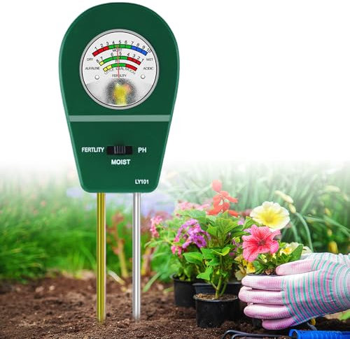 HEEGFF Bodentester, Boden PH-Messer, 3 in 1 Bodenmessgerät Feuchtigkeit, Fruchtbarkei, Boden-Feuchtigkeitsmessgerät, Bodentest Messgerät für Pflanzen Gartenarbeit Rasen Garten Landwirtschaft