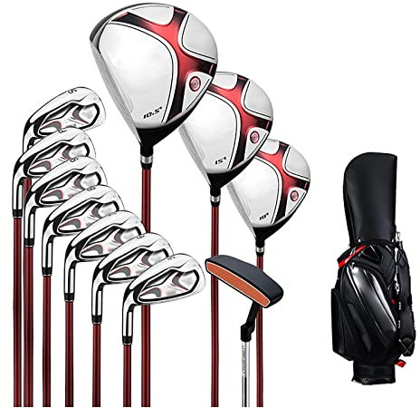 ​Set completo di mazze da golf da uomo, asta in acciaio al carbonio e grafite ultraleggera, legno in lega di titanio ad alto rimbalzo n. 1, set da 11 pezzi - per mancini
