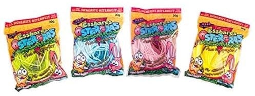 Essbares Ostergras in 4 verschiedenen Farben, geeignet zum Dekorieren für das Osternest und zum Vernaschen, im 30 g Beutel