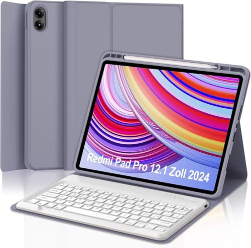 Occtingkind, Tastiera per Xiaomi Redmi Pad Pro, Cover Tastiera per Redmi Pad Pro 2024 12.1 Pollici, Custodia Magnetica Bluetooth Keyboard Redmi Pad Pro 12.1, Italiano layout, USB C, Viola