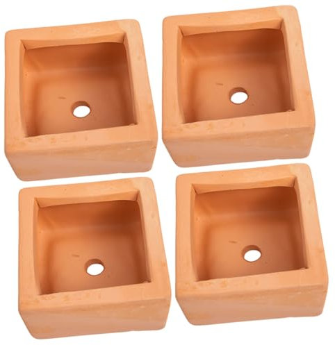 BESPORTBLE 4 Piezas Maceta De Cerámica Jardinera De Vivero De Cactus Macetas para Plantas De Interior Maceta De Jardín Mini Maceta De Barro Cuadrado Drenaje Pequeño Profundo Terracota