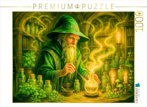 Puzzle · Zauberer mischt uralten Trank mit magischen Kräutern | In geheimnisvoller Hexenküche entsteht ein machtvoller Zaubertrank · 1000 Teile · Lege-Größe 64 × 48 cm · CALVENDO Puzzle
