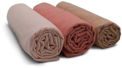 VmG-Store 3x Leinen Stoff Set je 0,5m x 1,4m Leinenstoff vorgewaschen Naturleinen zum Nähen für DIY-Projekte Deko Textilien Bekleidung Accessoires Dekoration Naturstoff (Rosa)