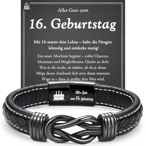 wynn's Geburtstagsgeschenk für Männer Jungen, Lederarmband für Herrn Jungs zum 13-60 Geburtstag Geschenke für Sohn Bruder Enkel Neffe Papa Opa Onkel Patenonkel Freund