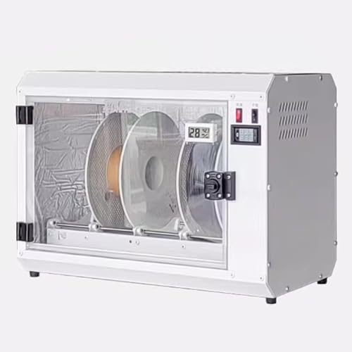 Caja secadora de filamento para impresora 3D, deshidratador de 4 bobinas con termómetro/higrómetro, soporte para bobina, ventilador integrado para PLA PETG ABS