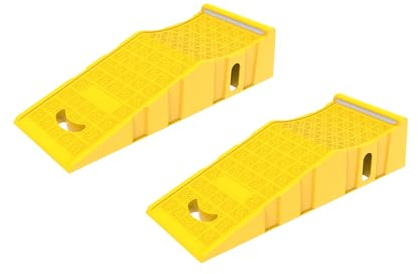 ZincOrange 2er-Pack Auto Auffahrrampe, Tragfähigkeit 4.500 kg pro Paar, mit reflektierenden Warnaufklebern, Gelb