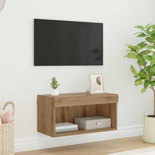 Tidyard TV-Schränk Artisan-Eiche 60 x 30 x 30 cm Holzwerkstoff, Fernsehschrank Lowboard für Wohnzimmer Schlafzimmer Büro Home-Cinema882962