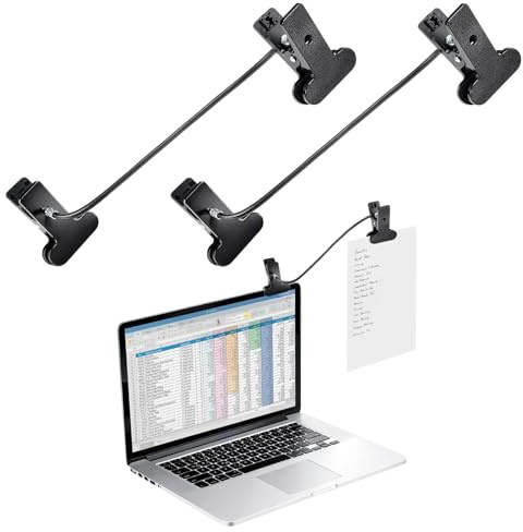 YooNotee 2 Pcs Paper Holder for Typing, Mini Black Document Holder Clip | Left and Right Side Mounting, Small Compact Office Supplies, Laptops Monitors Attachment Holder Stand, Paper Copy Desk Typing