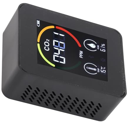 UPALDHOU CO2-Detektor, Semiconductor Tech 400-5000PPM-Bereich mit 1PPM-Genauigkeit, Echtzeitanzeige für Gewächshaus, Lager, Labor, Zuhause (Black)
