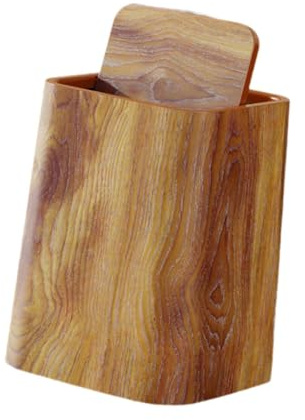 SUIOPPYUW Corbeille à Papier Vintage : Un atout pour Un Espace rangé et Une Touche rétro dans Votre intérieur. Corbeille à Papier Polyvalente en Bois Imitation Bois, L avec Couvercle
