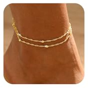 ASCOMY Anklets for Women 14K Gold/Silver Plated Ankle Bracelet for Women Waterproof Layered Cute Beads Shining Twist Rope Chain Pearl Link Heart Anklets Summer Beach Foot Chain Jewelry Gifts for Her