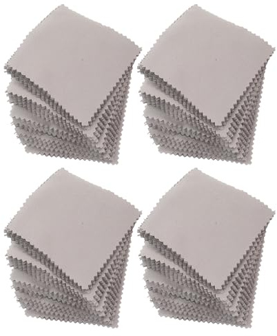 Ciieeo Chiffons de Nettoyage pour Bijoux Argentés 8x8 Cm, Lot de 10 Lingettes Réutilisables en Microfibre Gris, Chiffon à Polir les Métaux pour Nettoyage et Entretien des