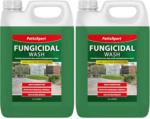 PatioXpert - Fungicidal Wash Concentrate 2.5L – Outdoor Mould, Algae & Mildew Remover for Patios, Driveways, Walls & Fencing – Makes up to 15L (Dilutes 1:5), Biocide Treatment (Pack of 2)