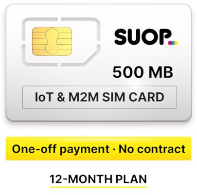 Scheda SIM Dati IoT e M2M per Domotica, Allarmi e GPS Tracker | Prepagata 500 MB al Mese per 12 Mesi (Pagamento Unico Annuale) | Copertura Europea Multi-Operatore 2G/3G/4G LTE