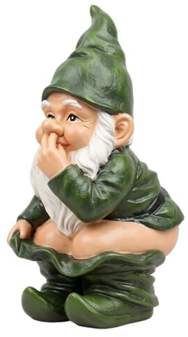 Tashce Lustiger Gartenzwerg 12,5cm, Wetterfeste Harz Gartenfigur für Außen | Wetterfeste Harz Gartendeko, Freche Figur für Rasen, Balkon, Terrasse, Witziges Geschenk für Gartenliebhaber