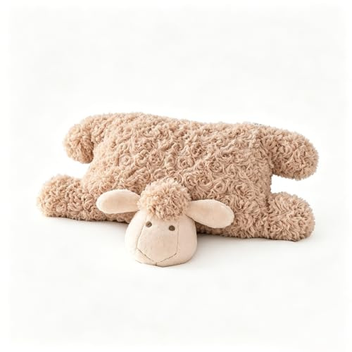 JORCEDI Plüsch Schaf Kissen/Kuschelkissen/Schmusekissen/Stofftier/Kuscheltier/Plüschtier ，für Frauen, Kinder und Einrichtungsfreunde (45cm,Braun)
