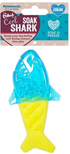 Rosewood Cooling outdoor dog toy, freezable teething shark for summer., indigo blue