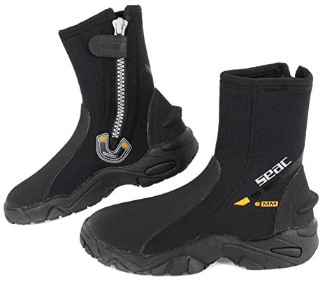 SEAC PRO HD, Calzari da Subacquea in Neoprene da 6 mm con Cerniera Laterale e Suola Rigida in Gomma Unisex Adulto, Nero, XS