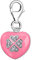 Quiges Charm Anhänger Weiß Zirkonia und Rosa Emaille Herz 925 Silber mit Karabinerverschluss für Bettelarmband