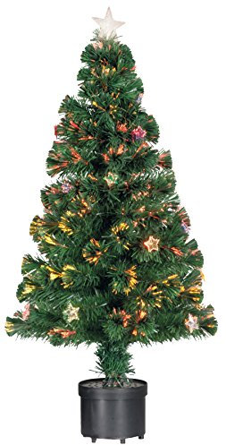 BAKAJI Albero di Natale in Fibra Ottica Modello Stars Alto 180 cm con Punte Luminose e Puntale Stella