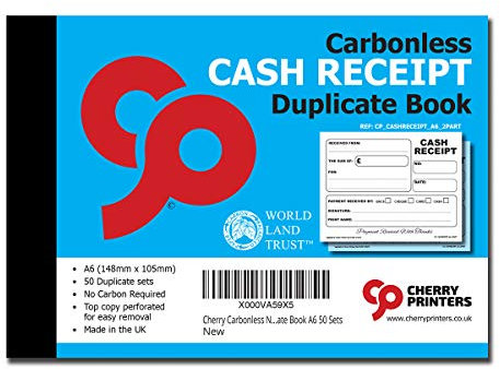 Cherry Carbonless NCR Cash Receipt Duplicate Book A6 50 Sets