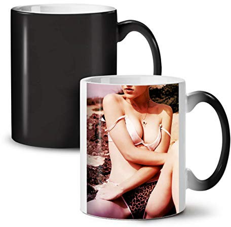 Wellcoda Mädchen Frau Farbwechselbecher, Tasse - Großer, Easy-Grip-Griff, Wärmeaktiviert, Ideal für Kaffee- und Teetrinker