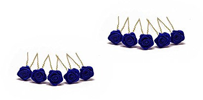 10 x Rosen auf Haarnadel - für tiefe Haarpartien - Brauthaarschmuck | G-T - Blau