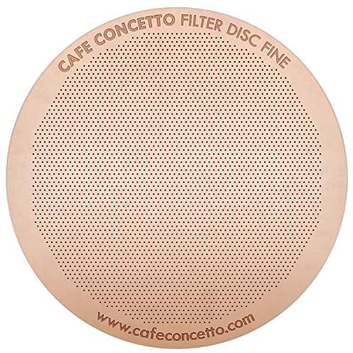 CAFE CONCETTO Filter for use in AeroPress Go/AeroPress Coffee Makers - Disc Fine - Reusable - Premium Coated Stainless Steel (Rose Gold, Metal) - Brew Tips Included